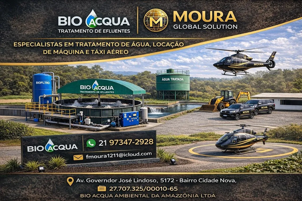 Operação integrada BioAcqua + Moura Global Solution: estação de tratamento de água, escavadeiras, helicópteros e veículos